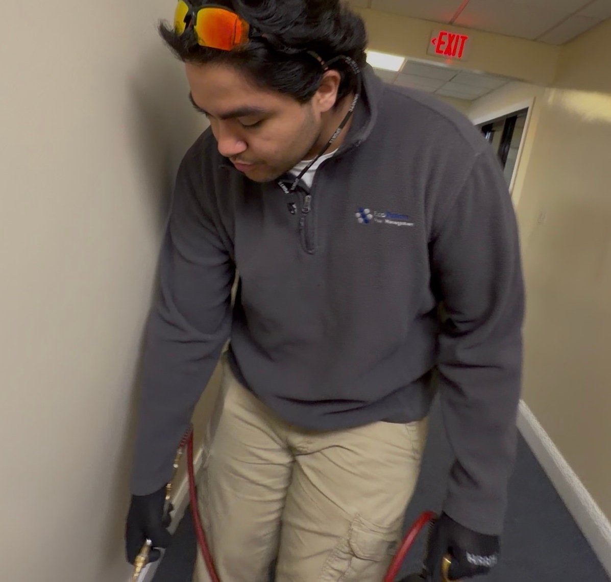 Pest control technician carrying out a thorough interior inspection